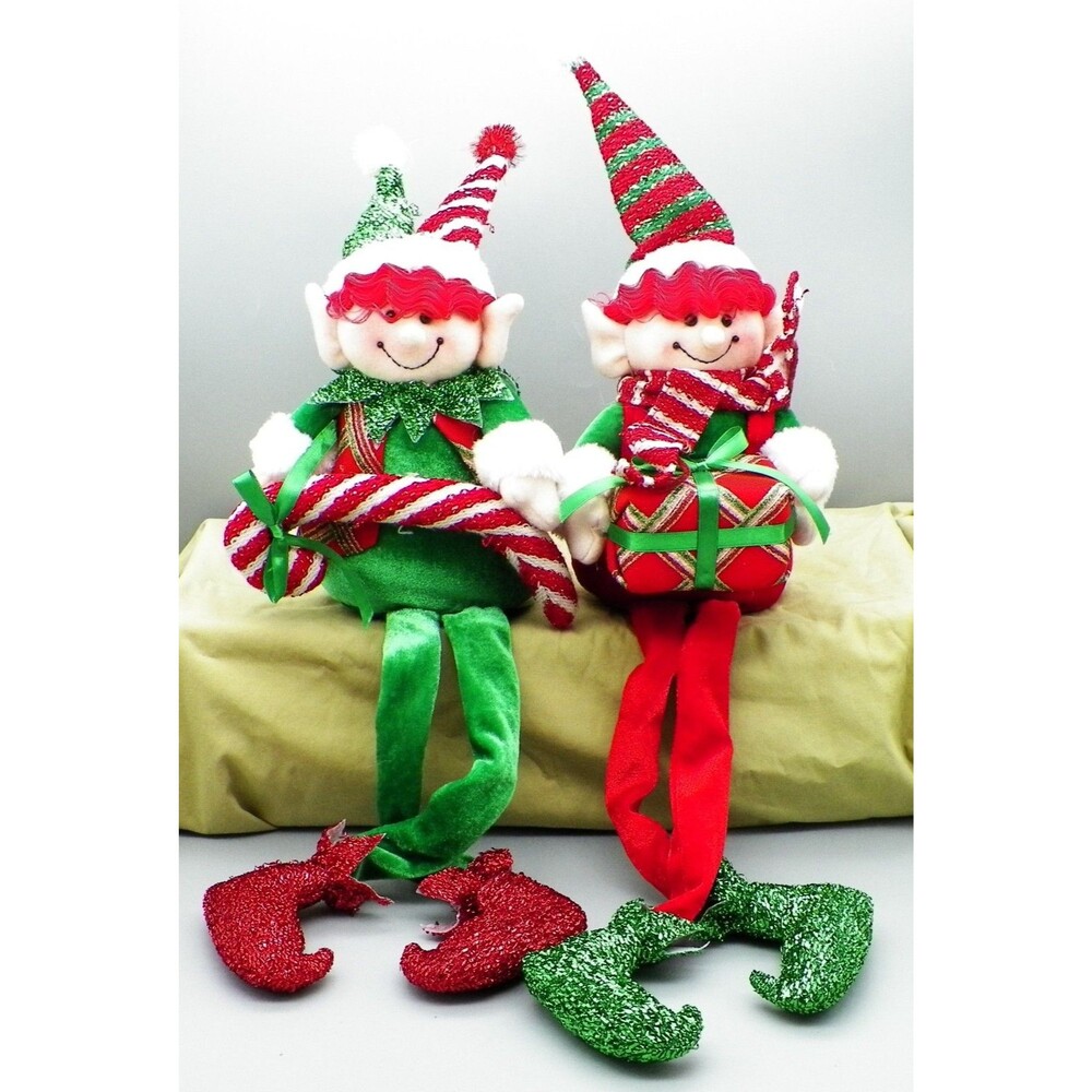 Regency Redheaded Elf Shelf Sitters Dangle Legs Gift Candy Cane 19"
